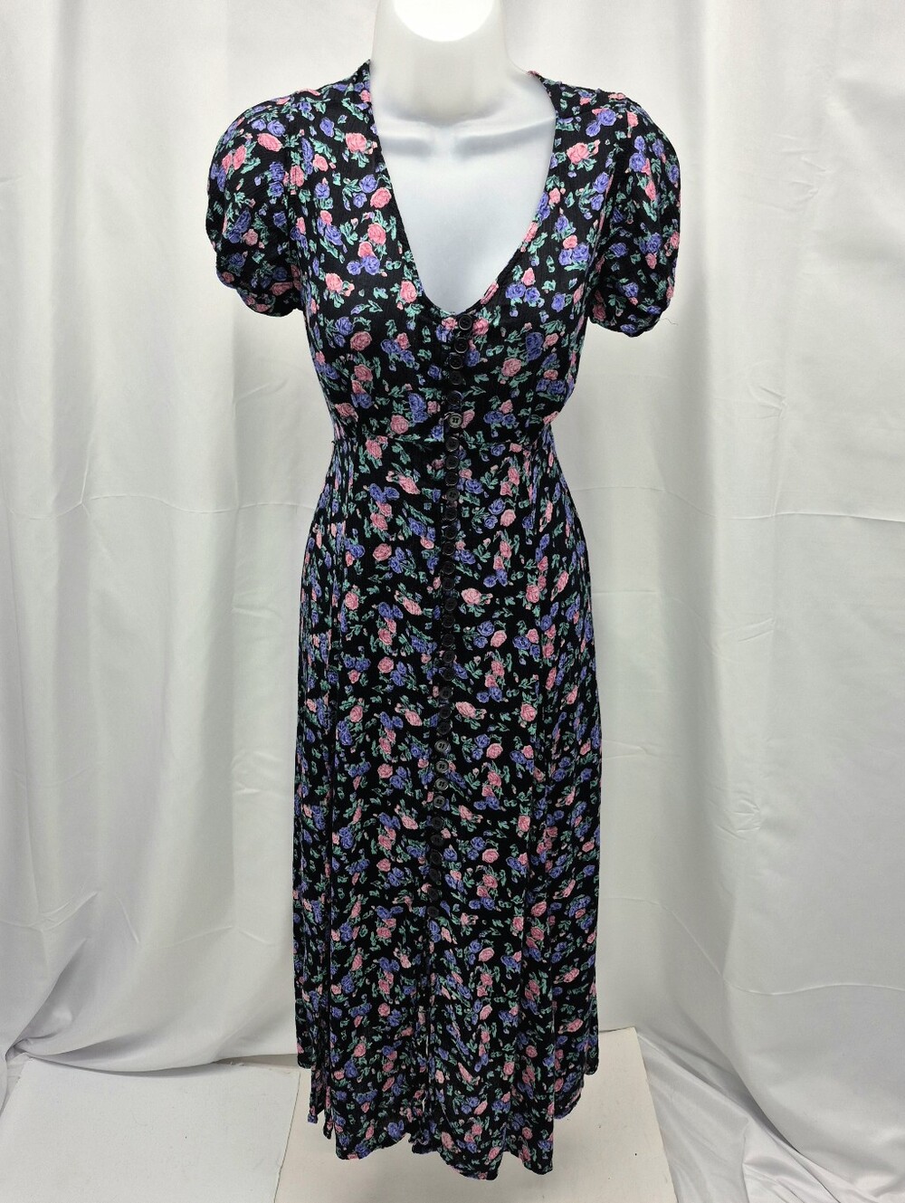 VTG Sarah Richards Floral Button Front Maxi Dress S. Cottagecore Fairycore Rare - Picture 4 of 9